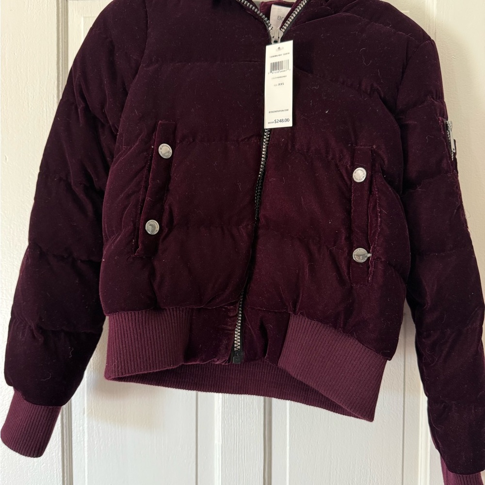 BCBG Generation Burgundy Puffer Jacket - size xxs